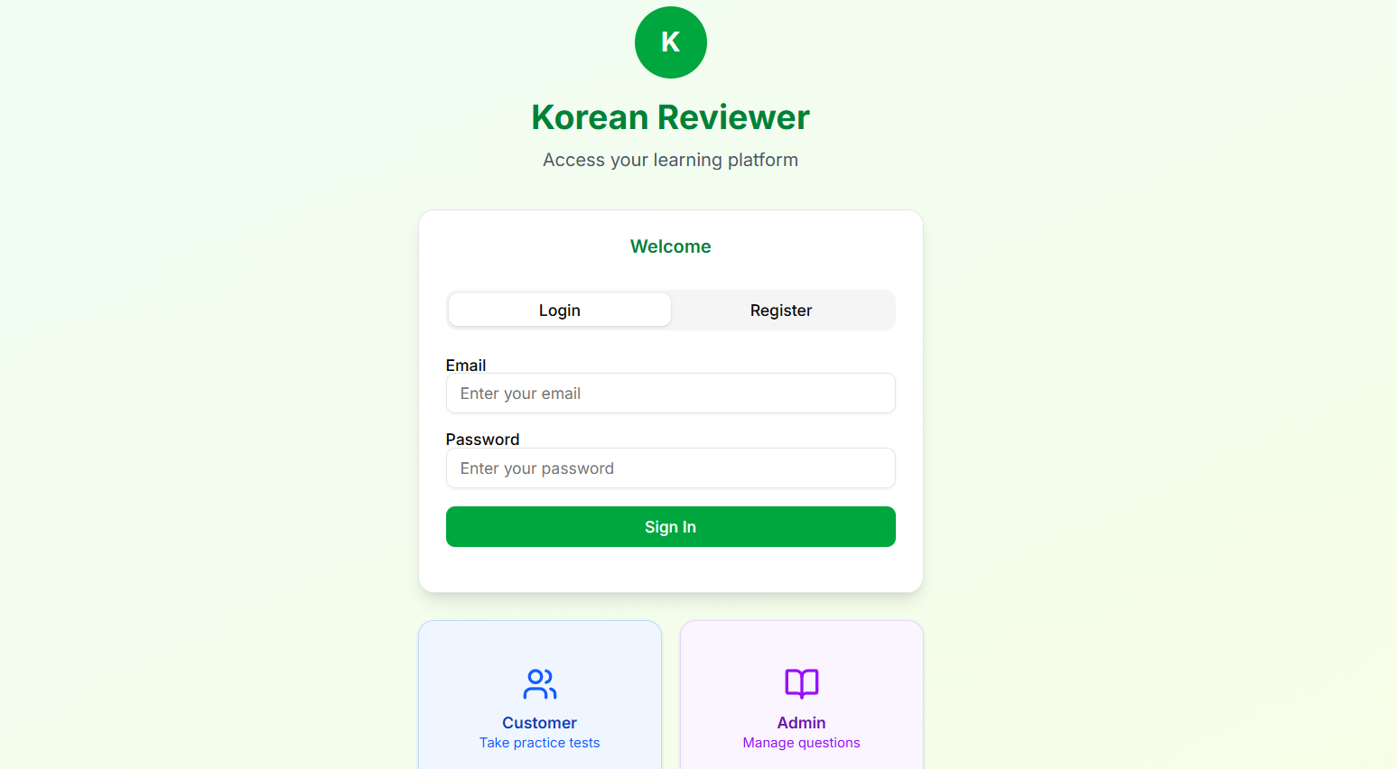 Korean Reviewer Learning Platform